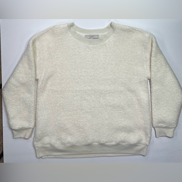 LOFT Sherpa Sweatshirt - cream, M - Picture 2 of 11